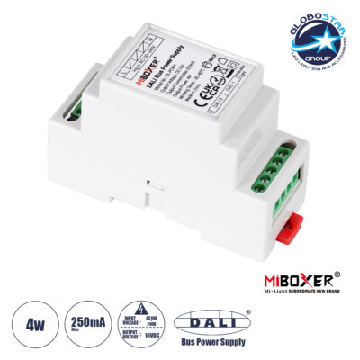 LEDTM® MiBOXER-DL-POW1 71420 DC DALI BUS Τροφοδοτικό/Μετασχηματιστής SELV Ράγας με 2 x 125mA 2W Κανάλια AC 220-240V σε DC 16V 250mA 4W Max IP20 - DALI BUS - Μ9 x Π3.4 x Υ6cm - 5 Χρόνια Εγγύηση