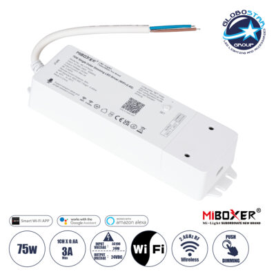 LEDTM® 71437 WL1-P75V24 Mi-BOXER DC Smart Wifi & RF 2.4Ghz & Push Dimming Power Supply Τροφοδοτικό SELV & Controller / Dimmer All in One AC100-240V σε DC 24V 1 x 3A 75W - Max 3A 75W - IP20 Μ19 x Π5.5 x Υ3.2cm - 5 Years Warranty