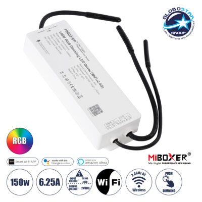 LEDTM® 71442 WP3-P150V24 Mi-BOXER DC Smart Wifi & RF 2.4Ghz Power Supply Τροφοδοτικό SELV & Controller / Dimmer All in One 3 Καναλιών AC100-240V σε DC 24V 3 x 2.1A 50W - Max 6.25A 150W - Αδιάβροχο IP67 RGB Μ22.5 x Π7.3 x Υ3.5cm - 5 Years Warranty