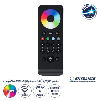 LEDTM® 71563 RS4 SKYDANCE Ασύρματο Χειριστήριο Αφής RF 2.4Ghz 4 Group για όλα τα RGB/RGBW SKYDANCE Controller DC 3V 2 x AAA - IP20 Μαύρο Μ14 x Π5 x Υ1.9cm - 5 Years Warranty