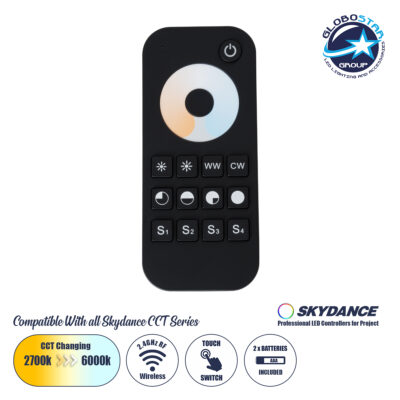 LEDTM® 71566 RT2 SKYDANCE Ασύρματο Χειριστήριο Αφής RF 2.4Ghz 1 Group για όλα τα CCT SKYDANCE Controller DC 3V 2 x AAA - IP20 Μαύρο Μ12.2 x Π5.3 x Υ1.7cm - 5 Years Warranty