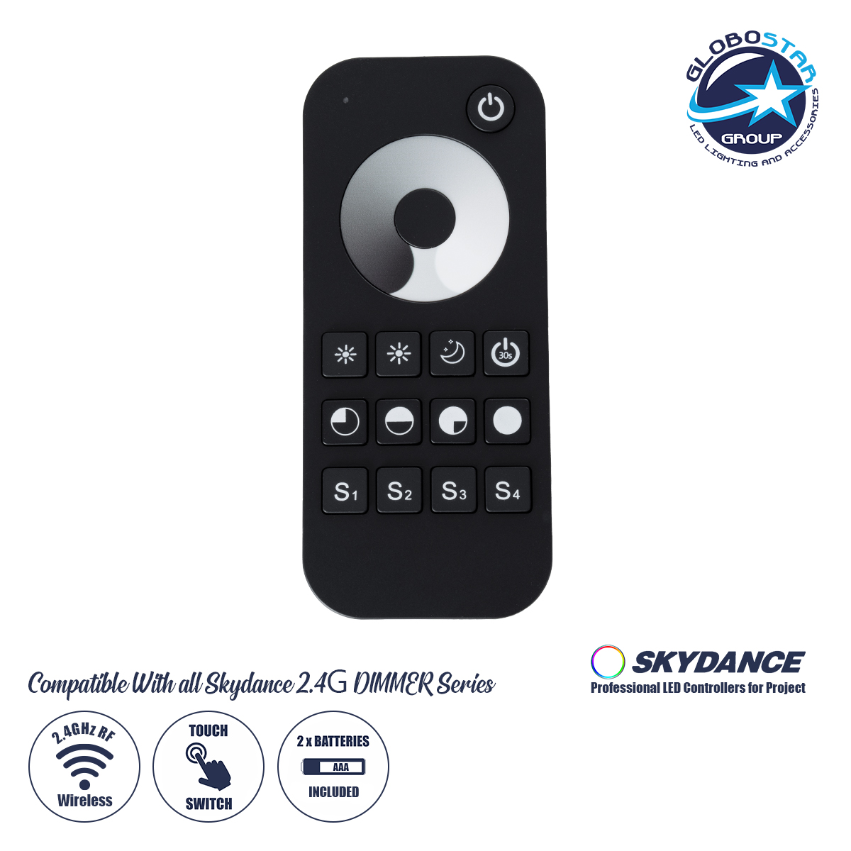 LEDTM® SKYDANCE-RT1 71569 RF Ασύρματο Χειριστήριο Αφής 1 Group για όλα τα Μονόχρωμα SKYDANCE Controller - DC 3V 2 x AAA IP20 - RF2.4Ghz - Μ12.2 x Π5.3 x Υ1.7cm - 5 Χρόνια Εγγύηση