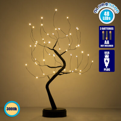 LEDTM® 71589 Επιτραπέζιο Φωτιστικό Πορτατίφ LED 3W 300lm 360° με Μπαταρίες (Δεν Περιλαμβάνονται) IP20 Θερμό Λευκό 3000K Μαύρο Πλαστικό - Μ40 x Π40 x Υ50cm - 2 Xρόνια Εγγύηση