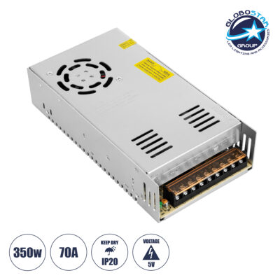 LEDTM® LUMIVOLT 73022 Τροφοδοτικό/Μετασχηματιστής PELV 350W 70A DC 5V IP20 - AC 220-240V σε DC 5V / Ρυθμιζόμενo από DC 4V έως DC 6V - Μ21.5 x Π11.5 x Υ5cm - 3 Χρόνια Εγγύηση