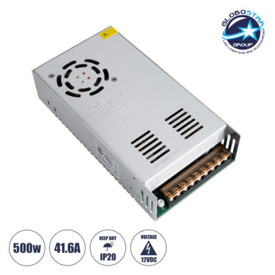 LEDTM® 73038 Μεταλλικό Τροφοδοτικό PELV για Προϊόντα LED 500W 41.6A - AC 220-240V σε DC 12V - IP20 Μ21 x Π11 x Υ5cm - 2 Χρόνια Εγγύηση