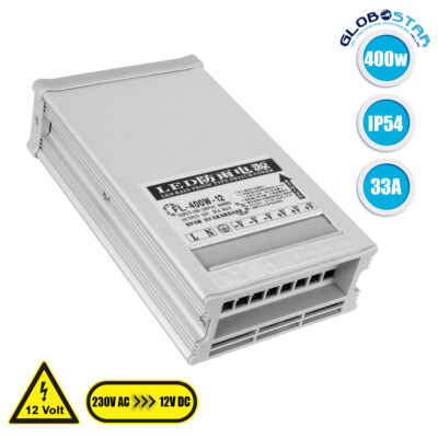 LEDTM® 73039 Μεταλλικό Τροφοδοτικό PELV Rainproof για Προϊόντα LED 400W 33.3A - AC 220-240V σε DC 12V - IP54 L20.8 x W11.5 x H5cm - 3 Χρόνια Εγγύηση
