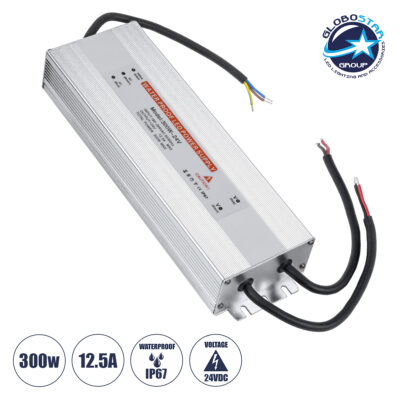 LEDTM® 73065 Μεταλλικό Τροφοδοτικό SELV για Προϊόντα LED 300W 12.5A - AC 220-240V σε DC 24V - Αδιάβροχο IP67 Μ24.5 x Π7.5 x Υ4cm - 3 Years Warranty