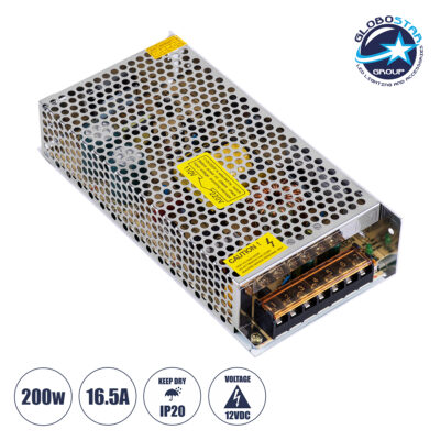 LEDTM® 73091 Μεταλλικό Τροφοδοτικό PELV TRIAC DIMMABLE για Προϊόντα LED 200W 16.66A - AC 220-240V σε DC από 0.5V (0%) σε 12V (100%) - IP20 L20 x W9 x H4.5cm - 3 Χρόνια Εγγύηση