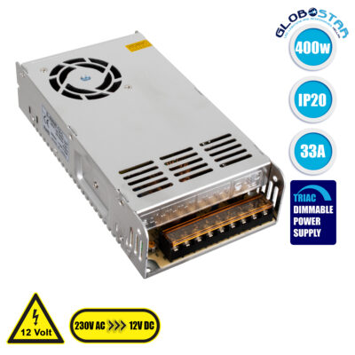 LEDTM® 73092 Triac Τροφοδοτικό LED 400W DC 12V 33.3A IP20 Dimmable Μ21.5 x Π11.5 x Υ5cm