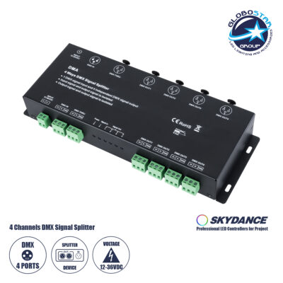 LEDTM® 73136 DMA SKYDANCE DC DMX512 Signal Splitter / Amplifier 4 Καναλιών DC 12-36V - IP20 Μ25.6 x Π9.2 x Υ3.8cm - 5 Χρόνια Εγγύηση