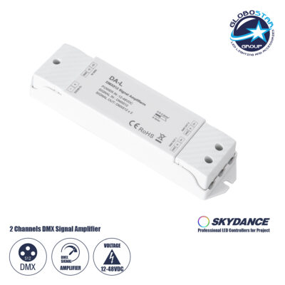 LEDTM® 73138 DA-L SKYDANCE DC DMX512 Signal Amplifier 2 Καναλιών DC 12-48V - IP20  Μ17.5 x Π4.5 x Υ2.5cm - 5 Χρόνια Εγγύηση