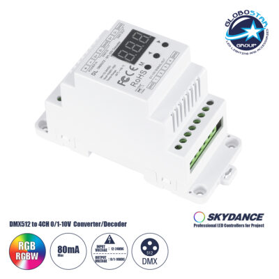 LEDTM® 73139 DL SKYDANCE DC DMX512 Signal Amplifier Din Rail Ράγας 2 Καναλιών DC 12-48V - IP20  Μ11.5 x Π5 x Υ6.5cm - 5 Χρόνια Εγγύηση