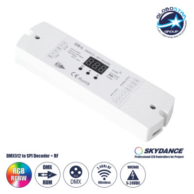 LEDTM® 73142 DS-L SKYDANCE DC RF 2.4Ghz DMX512 to SPI Decoder DC 5-24V - IP20  Μ17 x Π5 x Υ2.5cm - 5 Χρόνια Εγγύηση