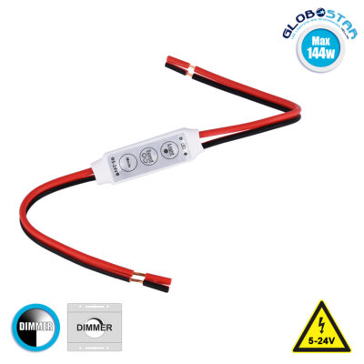 LEDTM® DIMMERANO 73307 Διακόπτης On/Off & Dimming με 1 x 6A 144W Κανάλι DC 12-24V 6A 144W Max IP20 - Λευκό - Μ30 x Π1.3 x Υ0.6cm - 2 Χρόνια Εγγύηση