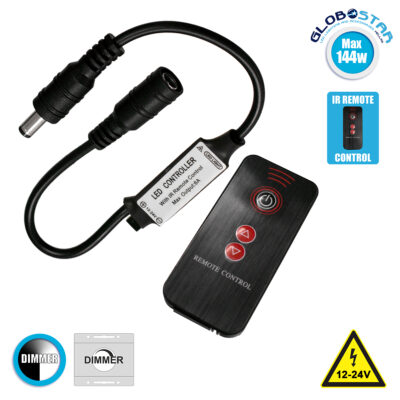 LEDTM® DIMMEROLI 73321 Σετ Dimmer με IR Ασύρματο Χειριστήριο με 1 x 6A 144W Κανάλι DC 12-24V 6A 144W Max IP20 - IR - Μ25 x Π1.3 x Υ0.5cm - 2 Χρόνια Εγγύηση