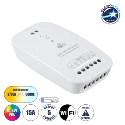 LEDTM® 73355 Ασύρματος WiFi LED RGBW+WW+CCT Controller IOS/Android 2in1 DC 9-24V Max 180W