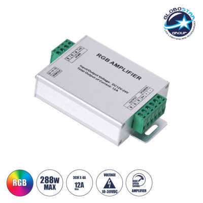 LEDTM® 73392 DC Power & Signal High Speed Amplifier Ενισχυτής Ισχύος & Σήματος Υψηλών Ταχυτήτων 3 Καναλιών DC 12-24V 3 x 4A 96W - Max 12A 288W - IP20 RGB Μ10.5 x Π6.5 x Υ2.5cm - 2 Years Warranty