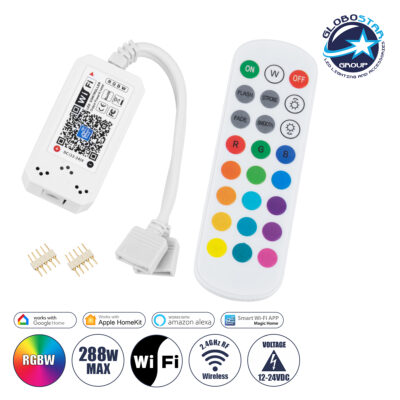 LEDTM® 73404 Ασύρματος Smart Home Wi-Fi LED RGBW Controller με 2 Εξόδους RGBW και Χειριστήριο 2.4Ghz RF DC 12V Max 144W - DC 24V Max 288W