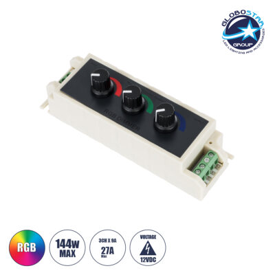 LEDTM® 73419 DC RGB Dimmer Controller 3 Καναλιών DC 12V 3 x 9A 144W - Max 27A 144W - IP20 Μ13 x Π4 x Υ4.5cm - 3 Χρόνια Εγγύηση