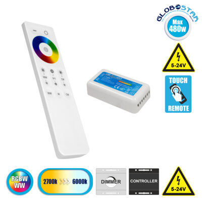 LEDTM® RGBCONTROLLER 73424 Σετ Dimmer / Controller με RF Ασύρματο Χειριστήριο με 3 x 6.7A 160W Κανάλια DC 12-24V 20.1A 480W Max IP20 - RF2.4Ghz SYNC - Μ8.5 x Π4.5 x Υ2.5cm - 2 Χρόνια Εγγύηση