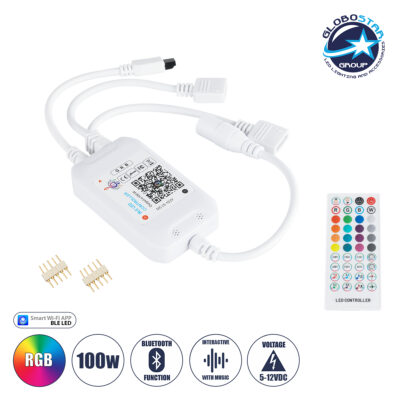 LEDTM® 73431 Ασύρματος Bluetooth LED RGB & Music Controller Sound Activated με Χειριστήριο IR & 2 Εξόδους RGB DC 5-12V Max 100W