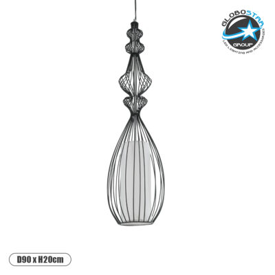 LEDTM® LILY 01561 Vintage Κρεμαστό Φωτιστικό Οροφής με Ντουί 1 x E27 AC 220-240V IP20 - Μαύρο & Λευκό - Μ90 x Π90 x Υ20cm