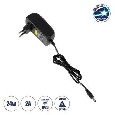 LEDTM® LUMIPLAST 73072 Τροφοδοτικό/Μετασχηματιστής SELV 24W 2A DC 12V IP20 - AC 220-240V σε DC 12V - Μ5 x Π7.5 x Υ8cm - 2 Χρόνια Εγγύηση