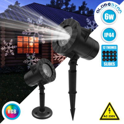 LEDTM® 75599 Προβολάκι Κήπου Καρφωτό - Δαπέδου Epistar LED 6W 300lm 60° AC 230V Αδιάβροχο IP44 RGB με 12 Διαφορετικά Σχέδια Φωτισμού