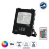 LEDTM® RGBFLOOD 75600 Προβολέας με IR Ασύρματο Χειριστήριο LED 10W 650lm 120° AC 220-240V Αδιάβροχο IP66 Πολύχρωμο RGB Dimmable - Μαύρο Ματ - Μ11 x Π4 x Υ13.5cm - 2 Χρόνια Εγγύηση