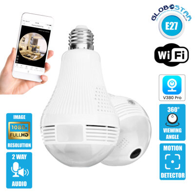LEDTM® 76073 WIFI 2.4G IP CAMERA 2.0MP 1080P - Έξυπνη Κρυφή IP Κάμερα WiFi 1080P Fish Eye 360° 3W LED σε Σχήμα Λάμπας με Ντουί και Βάση E27 Smart Home
