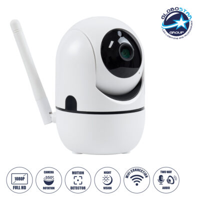 LEDTM® 76078 Table Camera WiFi HD 1080P 3MP 350° Two Way Audio & Motion Detection - Night Vision - Επιτραπέζια Κάμερα WiFi HD 1080P 350° Διπλή Κατέυθυνση Ομιλίας με Ανιχνευτή Κίνησης - Following Face Auto Tracking - Λευκό