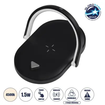 LEDTM® ECLIPSE 76558 Επιτραπέζιο Φωτιστικό Πορτατίφ LED 1.5W 1200lm 180° AC 220-240V IP20 Φυσικό Λευκό 4500K Dimmable Μαύρο Πλαστικό - Μ17 x Π13 x Υ10cm - 2 Xρόνια Εγγύηση