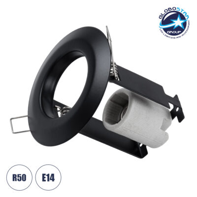 LEDTM® ALIBA 77841 Χωνευτή Βάση για Σποτ R50 με Ντουί E14 IP20 - Μαύρο Ματ - Μ9.2 x Π9.2 x Υ9.5cm / Q7cm