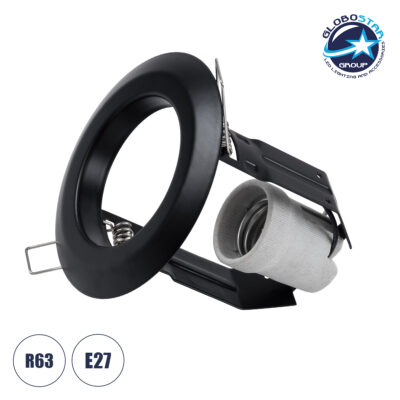 LEDTM® ACIDA 77845 Χωνευτή Βάση για Σποτ R63 με Ντουί E27 IP20 - Μαύρο Ματ - Μ11 x Π11 x Υ11cm / Q9cm