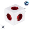 LEDTM® POWERCUBE 79628 Πολύπριζο 5 Θέσεων με 5 x EU Schuko Πρίζες Ασφαλείας Childproof AC 220-240V 3680W/16A Max Load IP20 - Λευκό & Κόκκινο - Μ7.5 x Π11.5 x Υ7.5cm