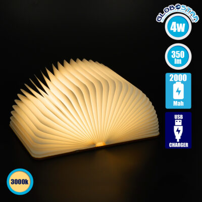 LEDTM® BOOKDECO 79635 Μοντέρνο Επιτραπέζιο Φωτιστικό Πορτατίφ LED 4W 350lm 180° DC 5V με USB 2.0 & Επαναφορτιζόμενη Μπαταρία Li-ion 3.2V 1000mAh IP20 Θερμό Λευκό 2700K - Μπεζ - Μ21.5 x Π16.5 x Υ2.2cm - 2 Χρόνια Εγγύηση