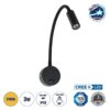 LEDTM® GOOSE 61690 Μοντέρνο Φωτιστικό Τοίχου - Απλίκα Ξενοδοχείου Reading Light LED 3W 300lm 36° AC 220-240V IP20 Θερμό Λευκό 2700K - CREE XPE Chip & TÜV SÜD Driver - Μαύρο Ματ - Μ6.5 x Π15 x Υ24.5cm - 3 Χρόνια Εγγύηση
