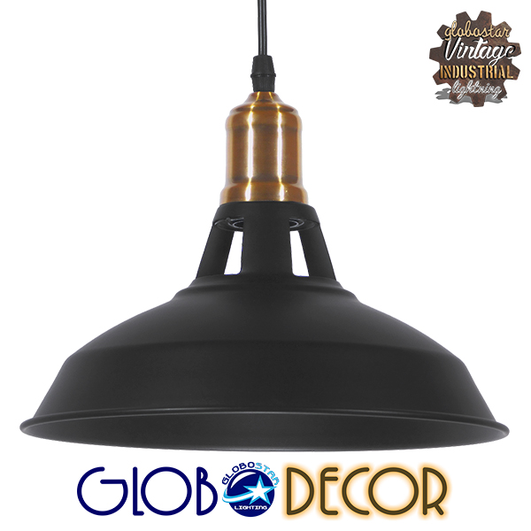 LEDTM® ANER 01073 Vintage Κρεμαστό Φωτιστικό Οροφής με Ντουί 1 x E27 AC 220-240V IP20 - Μαύρο & Χρυσό - Μ27.5 x Π27.5 x Υ19cm