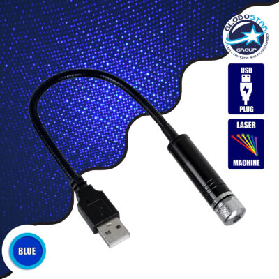 LEDTM® 81845 Διακοσμητικό Φωτιστικό Ειδικών Φωτορυθμικών Εφέ PARTY Disco LASER DC 5V με Καλώδιο Τροφοδοσίας USB Μπλέ IP20 Μ1.4 x Π1.4 x Υ27cm