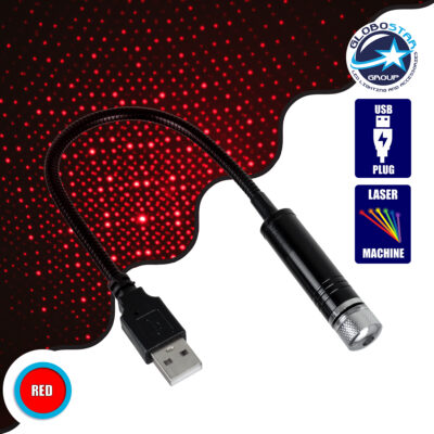 LEDTM® 81846 Διακοσμητικό Φωτιστικό Ειδικών Φωτορυθμικών Εφέ PARTY Disco LASER DC 5V με Καλώδιο Τροφοδοσίας USB Κόκκινο IP20 Μ1.4 x Π1.4 x Υ27cm