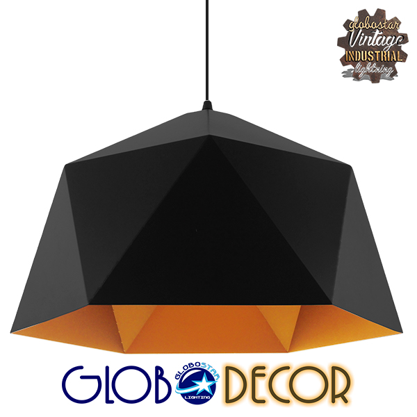 LEDTM® HEXAGON 01195 Μοντέρνο Κρεμαστό Φωτιστικό Οροφής με Ντουί 1 x E27 AC 220-240V IP20 - Μαύρο & Χρυσό - Μ46 x Π46 x Υ25cm