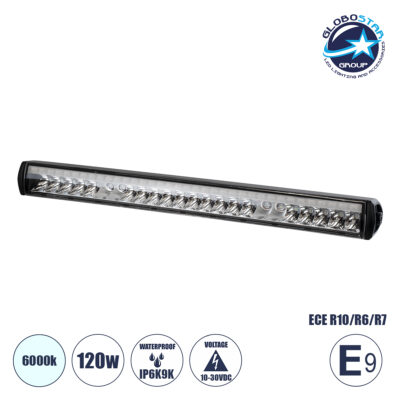 LEDTM® 85333 E9 Mark Vehicle - JEEP & Forklift LED Bar - Μπάρα Εργασίας για Οχήματα - JEEP & Περονοφόρα - Κλαρκ LED 120W DC 10-30V Αδιάβροχη IP6K9K Ψυχρό Λευκό 6000K Μ50 x Π6 x Υ5cm