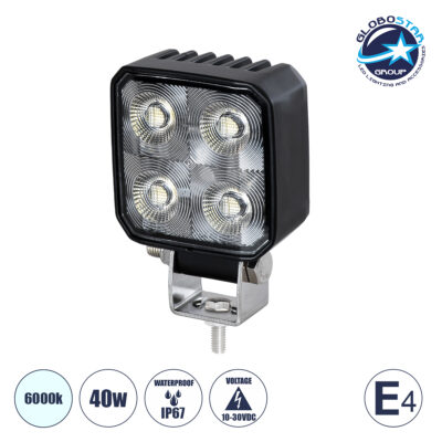 LEDTM® 85334 E4 Mark Vehicle & Forklift Work Lights - Φώτα Εργασίας για Οχήματα Περονοφόρα - Κλάρκ LED 40W DC 10-30V Αδιάβροχο IP67 Ψυχρό Λευκό 6000K Μ7.5 x Π3.5 x Υ11cm