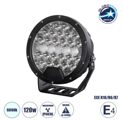 LEDTM® 85338 E4 Mark Vehicle & JEEP Work Lights - Φώτα Εργασίας για Οχήματα και JEEP LED High Power 120W DC 10-30V Αδιάβροχo IP6K9K Ψυχρό Λευκό 6000K M18 x Π7 x Υ19cm