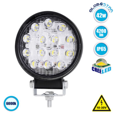 LEDTM® WORKPRO 85406 Προβολάκι LED 42W 4200lm 45° DC 10-30V Αδιάβροχο IP65 Ψυχρό Λευκό 6000K - CREE COB Chip - Μ11.4 x Π3 x Υ12.8cm - 2 Χρόνια Εγγύηση