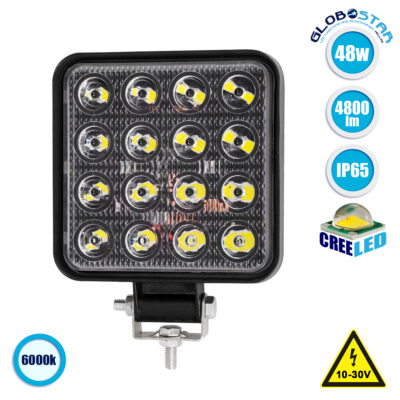 LEDTM® WORKPRO 85409 Προβολάκι LED 48W 4800lm 45° DC 10-30V Αδιάβροχο IP65 Ψυχρό Λευκό 6000K - CREE COB Chip - Μ10.8 x Π3.2 x Υ12.8cm - 2 Χρόνια Εγγύηση