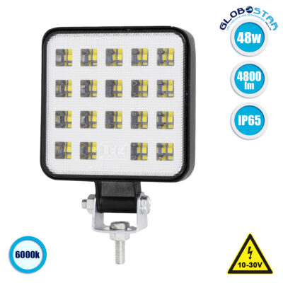 LEDTM® WORKPRO 85410 Προβολάκι LED 48W 4800lm 180° DC 10-30V Αδιάβροχο IP65 Ψυχρό Λευκό 6000K - SMD Chip - Μ10.3 x Π8.5 x Υ2cm - 2 Χρόνια Εγγύηση