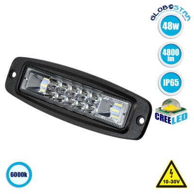 LEDTM® 85440 PRO Series Χωνευτός Προβολέας Εργασίας - Φώτα Ημέρας - Working Light - DRL για Αυτοκίνητα & Φορτηγά LED CREE XBD 48W 4800lm DC 10-30V Αδιάβροχο IP65 Ψυχρό Λευκό 6000K