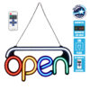 LEDTM® 85859 Φωτιστικό Ταμπέλα Φωτεινή Επιγραφή NEON LED Σήμανσης Animated OPEN 30W AC 230V με Διακόπτη On/Off και Ασύρματο Χειριστήριο IR Λευκό - Κόκκινο - Πράσινο - Κίτρινο - Γαλάζιο