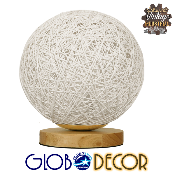 LEDTM® OCEANA 01417 Boho Επιτραπέζιο Φωτιστικό Πορτατίφ με Ντουί 1 x E27 AC 220-240V IP20 - Λευκό & Μπεζ - M20 x Π20 x Υ22cm